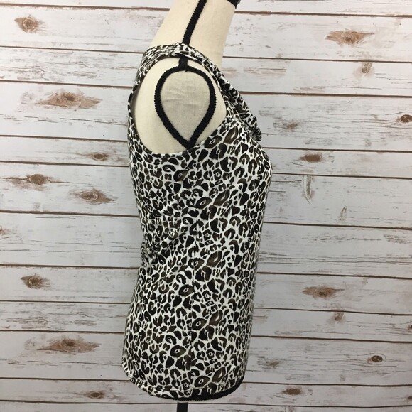 Ann Taylor Stretchy Sleeveless Top Women Petites Size SP Animal Print - Picture 3 of 8